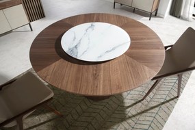 Masa dining cu blat central rotativ Veneer, 135cm AC-BRT1702-2