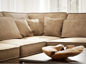 Colțar maro deschis cu tapițerie din chenille (cu colț pe partea dreaptă/în formă de ”L”) Kirou – Maison de Rêve