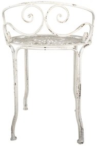 Taburet metalic shabby chic, alb, Ø 44x67 cm