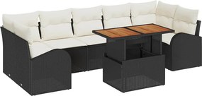 vidaXL Set de canapele pentru grădină cu pernă 8 pcs negru și crem