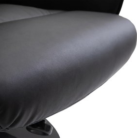 HOMCOM Fotoliu Relax Rotativ 360° din Metal și Piele Sintetică, cu Suport pentru Picioare, Spătar Reglabil, Negru | Aosom Romania