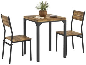 HOMCOM Set masa de dining cu 2 scaune encastrabile, pentru bucatarie living casa, rustic | Aosom Romania