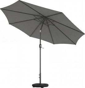 Outsunny Umbrelă 3x3 m cu Bază, Sac de Nisip, Manivelă, Gri Închis | Aosom Romania