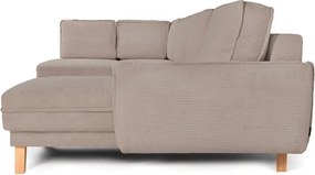 Colțar taupe extensibil/cu spațiu de depozitare cu tapițerie din catifea reiată (cu colț pe partea stângă/în formă de "U") Tori – Bonami Selection