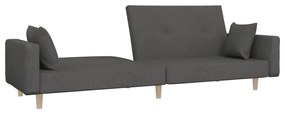 Canapea extensibila 2 locuri, cu taburet, gri inchis, textil Morke gra, Cu suport de picioare