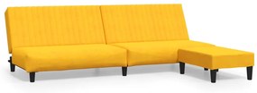 3081861 vidaXL Canapea extensibilă cu taburet, 2 locuri, galben, catifea