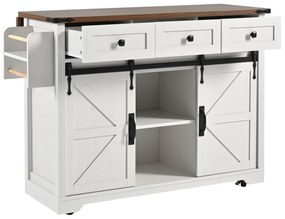 Insulă de bucătărie cu blat rabatabil, Bej | Aosom Romania