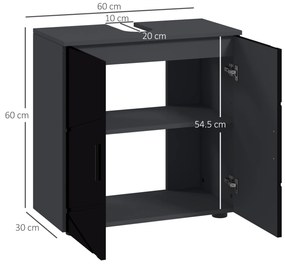 Mobilier de baie cu dulap cu 2 uși, Mobilier de baie din lemn cu poliță reglabilă, 60x30x60cm negru kleankin | Aosom Romania