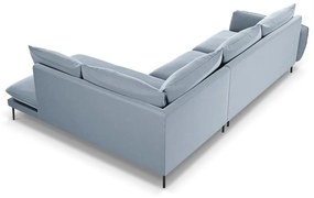 Coltar Vienna 6 locuri velvet picioare negre L275 cm