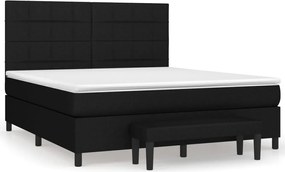 vidaXL Pat box spring cu saltea, negru, 180x200 cm, catifea
