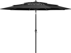 vidaXL Umbrelă de grădină 3 niveluri, stâlp aluminiu, antracit, 3 m