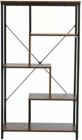 Biblioteca NET B, nuc inchis/negru, PAL laminat/metal, 75x35x132 cm
