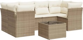 vidaXL Set canapele de grădină, 7 piese, cu perne, bej, poliratan