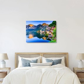 Tablou pe sticlă - Sat alpin (70x50 cm)
