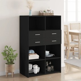 vidaXL Dulap înalt, negru, 80x42,5x124 cm, lemn prelucrat