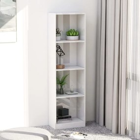 800843 vidaXL Bibliotecă cu 4 rafturi, alb extralucios, 40 x 24 x 142 cm, PAL
