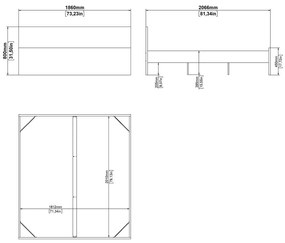 Pat matrimonial în culoare naturală cu aspect de lemn de stejar fără somieră 180x200 cm Naia – Tvilum