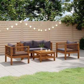 vidaXL Set mobilier de grădină cu perne, 5 piese, lemn masiv acacia