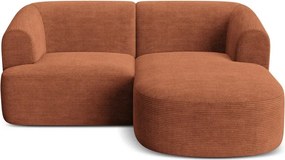 Colțar teracotă cu tapițerie din catifea reiată (cu colț pe partea dreaptă/cu șezlong) Campi – Cosmopolitan Design