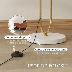 HOMCOM Lampă de Podea cu Comutator Pedală și Abajur Textil Auriu | Aosom Romania