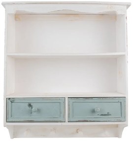 Etajera de perete, alba, din lemn masiv, aspect vintage, Amandine
