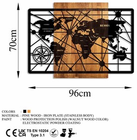 Accesoriu decorativ de perete din lemn World Map 6-L