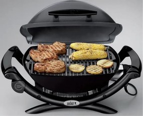 Gratar electric Weber Q1400 WB 52020079, 2200 W, 43x32 cm, Carcasa aluminiu turnat, Tava grasimi, Gri