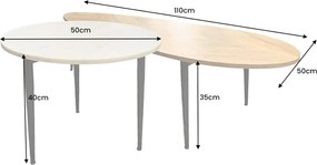 Set de 2 Masute de Cafea, Lemn, Marmura, ADLON