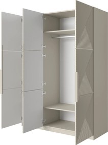 Dulap Asha 150 cm cu cu trei uși mânere metalice - cașmir / mânere cașmir
