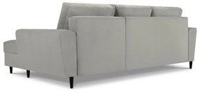 Colțar gri deschis extensibil, cu spațiu de depozitare cu tapițerie din catifea reiată (cu colț pe partea dreaptă, cu șezlong) Kyoto – Cosmopolitan Design