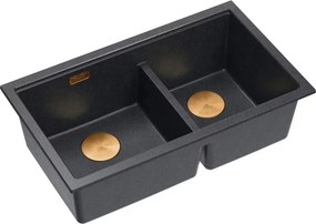 Chiuveta compozit sub blat Quadron Logan 120 negru diamant - cupru 76x45 cm