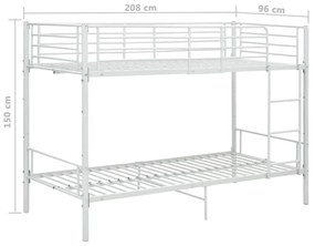 Pat supraetajat, alb, 90 x 200 cm, metal Alb, nu