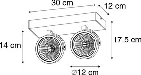 Spotlight de design negru reglabil cu 2 lumini - Go