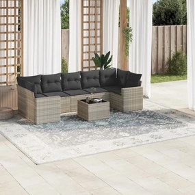 3218732 vidaXL Set mobilier de grădină cu perne, 8 piese gri deschis poliratan