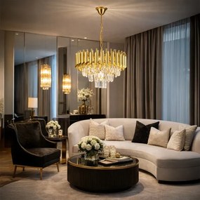 Brilagi - Candelabru cu lanț ECLIPSE, 5xE14/10W/230V, Ø 38 cm, auriu