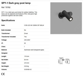 Mini stalp LED cu proiector directionabil IP65 SPY-1