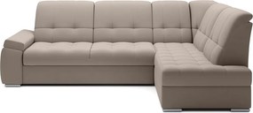 Colțar bej extensibil/cu spațiu de depozitare cu tapițerie din catifea (cu colț pe partea dreaptă/în formă de ”L”) Sado – ELTAP