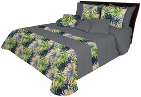 Cuvertură de pat cu două fețe de culoare gri cu flori exotice Lăţime: 170 cm | Lungime: 210 cm
