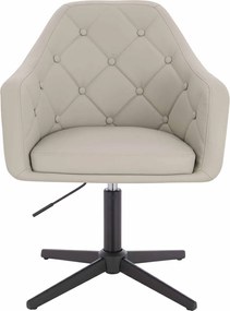 HR831CROSS Scaun Ecru Piele Ecologica Premium Soft cu Bază Neagră