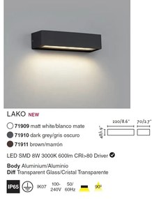 Aplica LED de exterior ambientala design modern IP65 LAKO alba