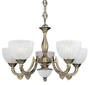 Candelabru cu 5 brate design clasic din alama si sticla 5600