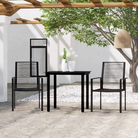 vidaXL Set mobilier de grădină, 3 piese, negru