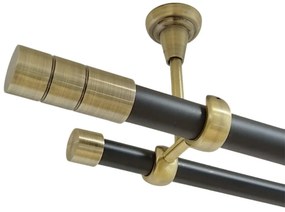 Galerie tavan fara inele CYLINDRU - 25/19 - negru/aur antic (Alege marime: 200 cm)