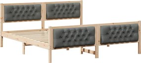 vidaXL Cadru de pat Gri închis 160 x 200 cm Lemn de pin masiv