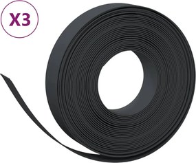 vidaXL Borduri de grădină, 3 buc, negru, 10 m 10 cm, polietilenă