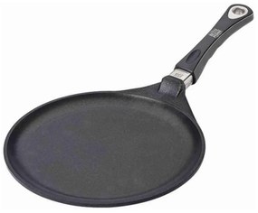 Planșetă pentru clătite AMT Gastroguss 128, 28 cm, Aluminiu turnat, Acoperire antiaderentă Lotan®, Până la 240°C, Negru