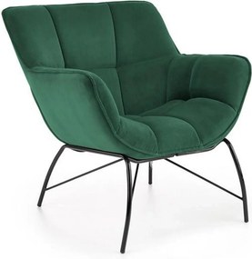 Fotoliu verde inchis BELTON, stofa catifelata/otel, 74x73x78 cm