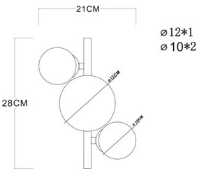 Lustră LED aplicată RIHA 3xG9/3W/230V alamă Globo 56135-3W