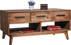 Masuță lemn masiv de cafea Timeless 3 Sertare 2 Nișe Whisky, 110 × 62 × 48 cm