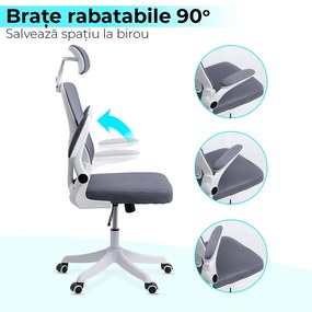 Scaun de birou ergonomic din mesh cu brațe rabatabile OFF 336 gri